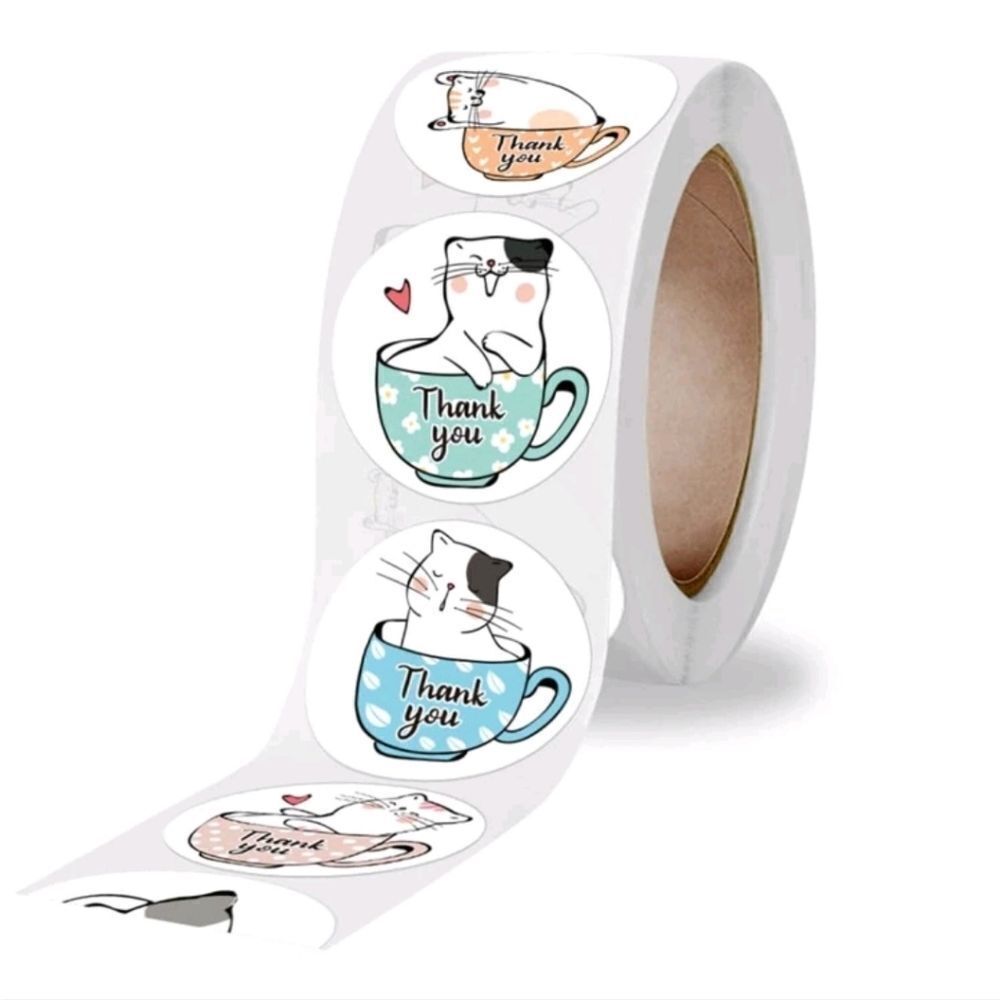 Kawaii Cat Thank You Stickers Cartoon Animal